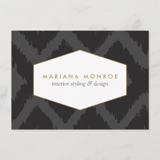 Ikat Mönster i Mörk Grått Designer Flat Notecard Anteckningskort (Framsida)