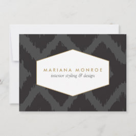 Ikat Mönster i Mörk Grått Designer Flat Notecard Anteckningskort
