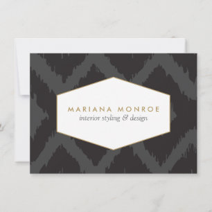 Ikat Mönster i Mörk Grått Designer Flat Notecard Anteckningskort