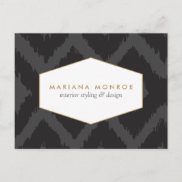 Ikat Mönster i Mörk Grått Designer-vykort Vykort