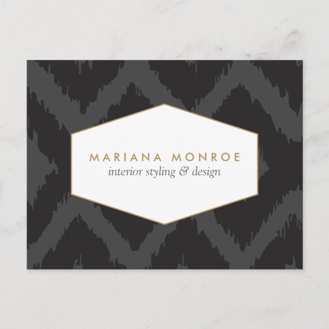 Ikat Mönster i Mörk Grått Designer-vykort Vykort (Framsida)