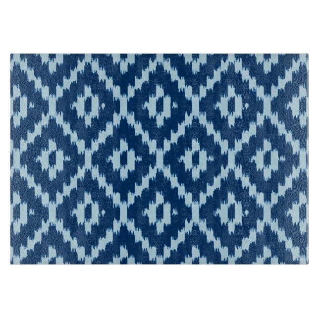 Ikat mönster - Indigo och blek isblått (Framsidan)