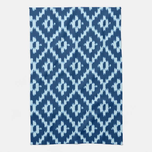 Ikat mönster - Indigo och blek isblått Kökshandduk (Vertikal)