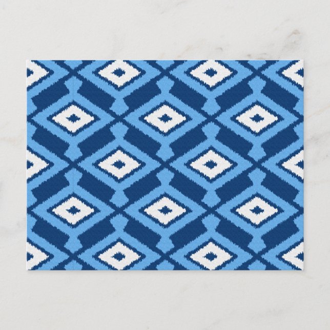 Ikat Mönster, Indigo och Denim Blue Vykort (Framsida)