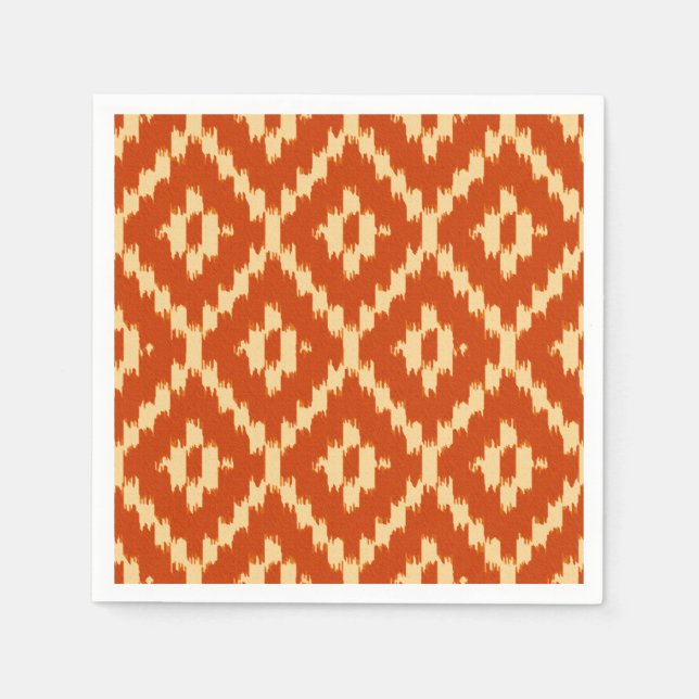 Ikat-mönster - Mandarin orange och korall Pappersservett (Framsidan)