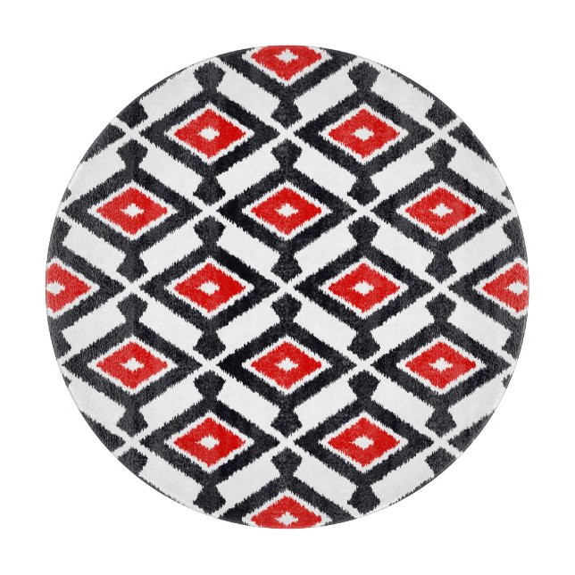 Ikat Mönster - Mörk Red, Black and White (Framsidan)