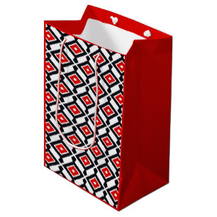 Ikat Mönster - Mörk Red, Black and White