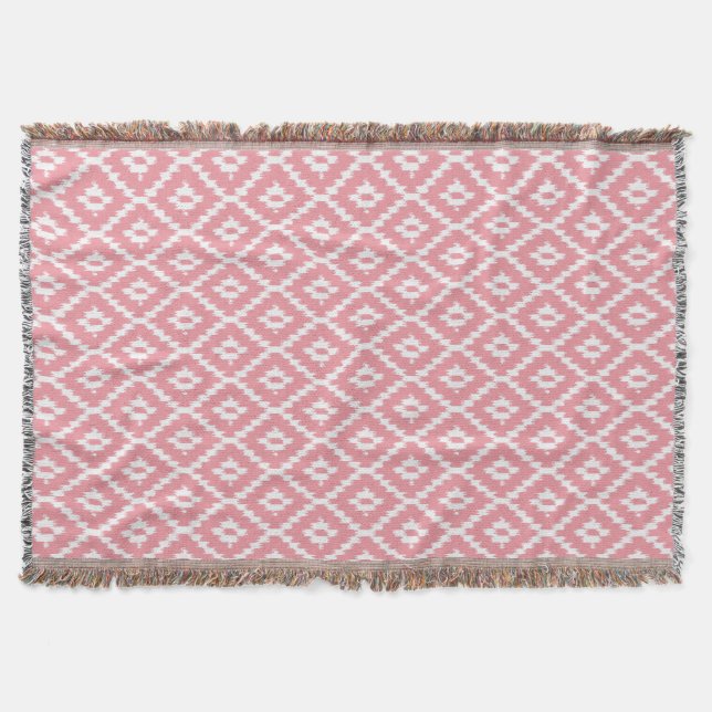 Ikat mönster - Snäcka rosa och vit  Filt (Framsidan)
