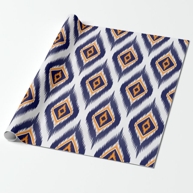 Ikat mönster textilier etnisk stammotif morsa presentpapper (Utrullad)