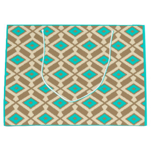 Ikat Mönster - Turcouise, Taupe och Beige