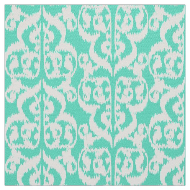 Ikat Moorish Damask - aqua och white Tyg (Provkarta)