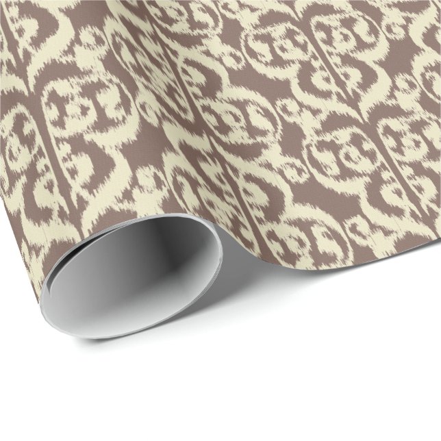 Ikat Moorish Damask - beige och taupe Presentpapper (Rullad Hörn)