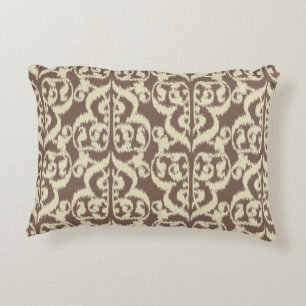Ikat Moorish Damask - beige och taupe Prydnadskudde