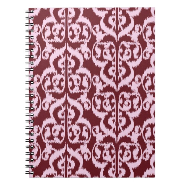 Ikat Moorish Damask - burgundy och rosa Anteckningsbok (Framsidan)