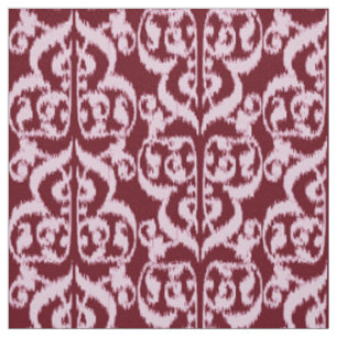 Ikat Moorish Damask - Burgundy och rosa. Tyg