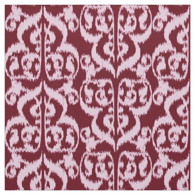 Ikat Moorish Damask - Burgundy och rosa. Tyg (Provkarta)