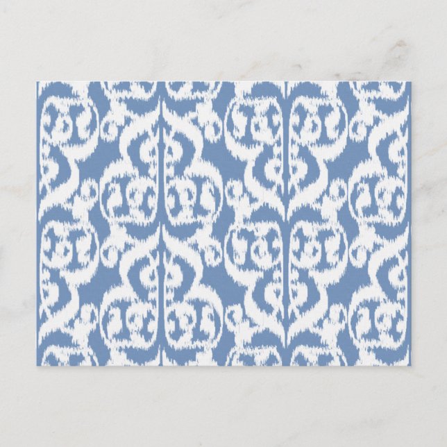 Ikat Moorish Damask - himlar blå och vit Vykort (Framsida)