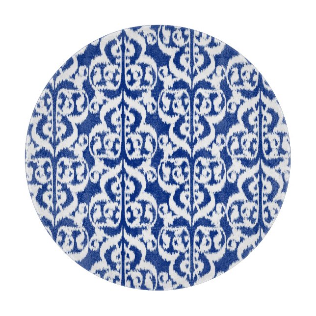 Ikat Moorish Damask - koboltblått och vitt (Framsidan)