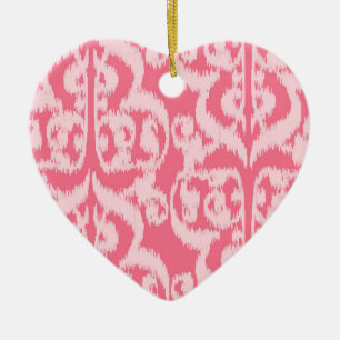 Ikat Moorish Damask - korallets rosa Julgransprydnad Keramik