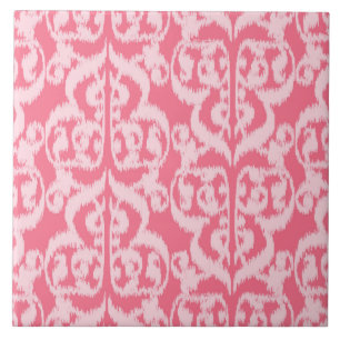 Ikat Moorish Damask - korallets rosa Kakelplatta