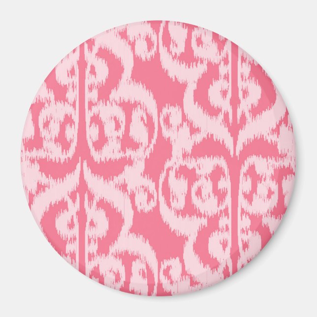 Ikat Moorish Damask - korallets rosa Magnet (Framsidan)