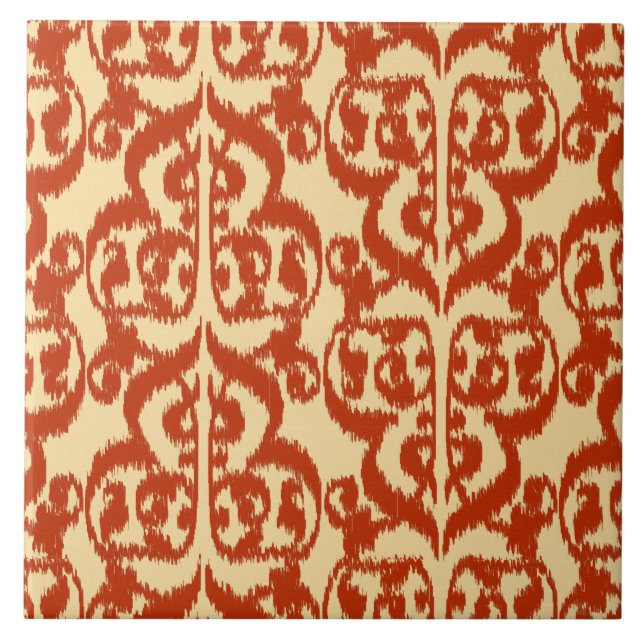 Ikat Moorish Damask - Mandarin orange Kakelplatta (Framsidan)