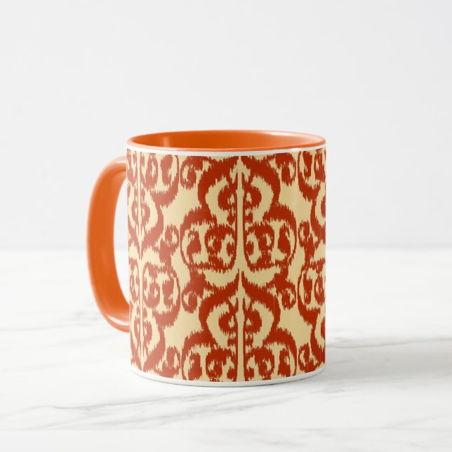 Ikat Moorish Damask - Mandarin orange Mugg (Framsida vänster)