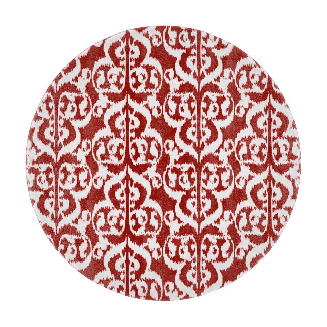 Ikat Moorish Damask - mörk röd och vit (Framsidan)