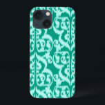Ikat Moorish Damask - peacock and aqua<br><div class="desc">Intricate Moorish arch mönster med ett Ikat woven struktur - soft aqua på en påfågel/turkospblått bakgrund</div>