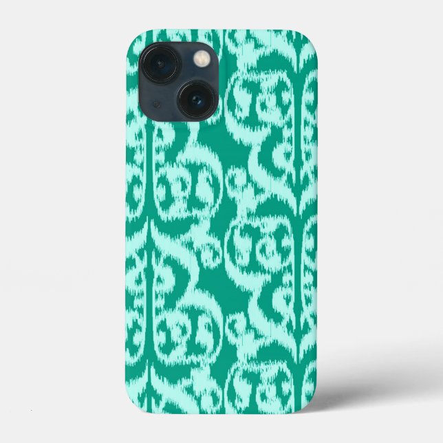 Ikat Moorish Damask - peacock and aqua (Baksida)
