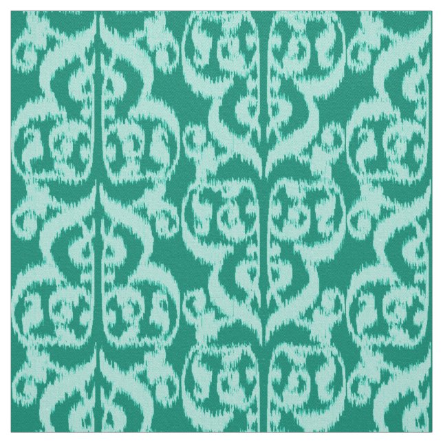 Ikat Moorish Damask - peacock and aqua Tyg (Provkarta)