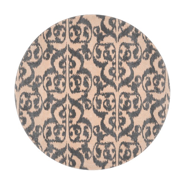 Ikat Moorish Damask - persiko- och träkol-grått (Framsidan)