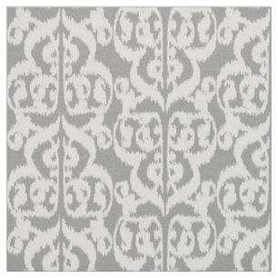 Ikat Moorish Damask - silver grått och vitt Tyg