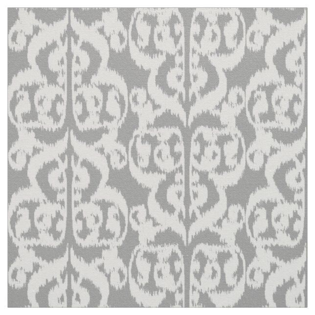 Ikat Moorish Damask - silver grått och vitt Tyg (Provkarta)