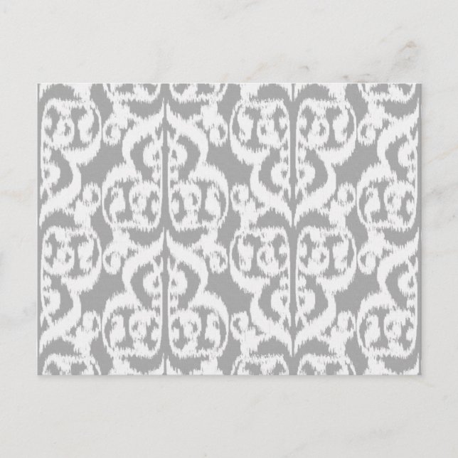 Ikat Moorish Damask - silver grått och vitt Vykort (Framsida)
