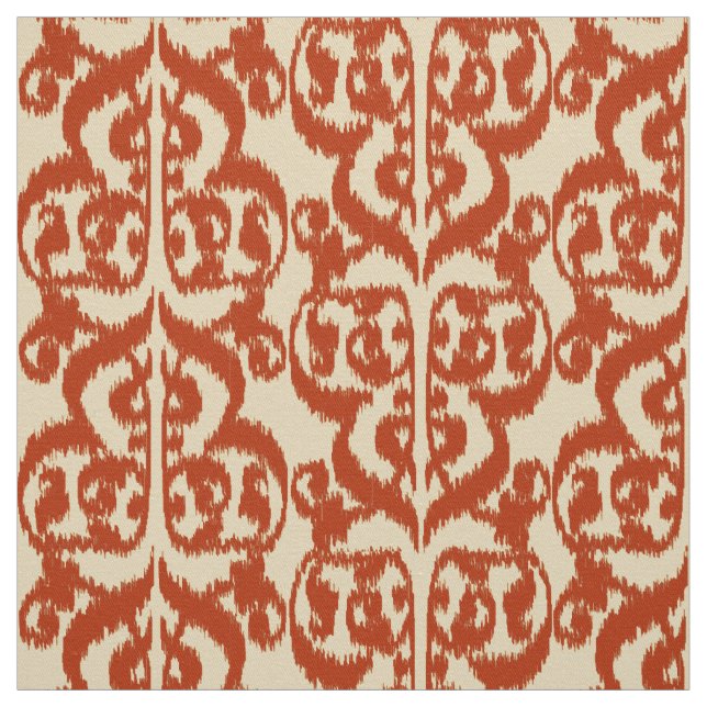 Ikat Moorishdamast - Mandarinorange Tyg (Provkarta)