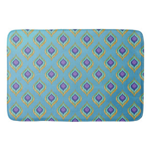 IKAT Peacock Feather Mönster Ombre Tvättar bakgr Badrumsmatta