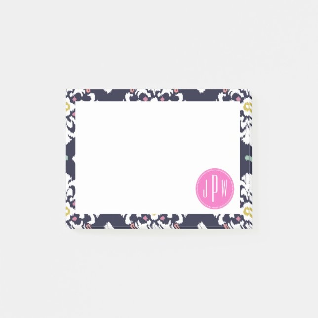 Ikat & Rosa Monogram Post-it Block (Framsida)
