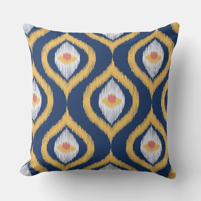 Ikat Series Ogee Blue Kudde (Framsida)