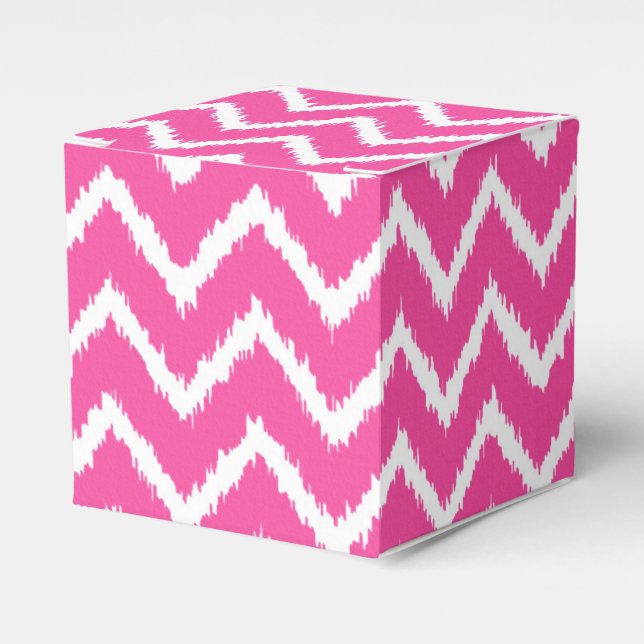 Ikat-sicksack - Djupt fuchsia rosa och vitt Presentaskar (Framsidan Sidan)