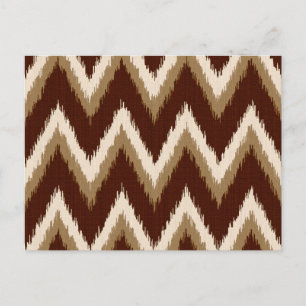 Ikat Sicksackstrip - Chokladbrun & Beige Vykort