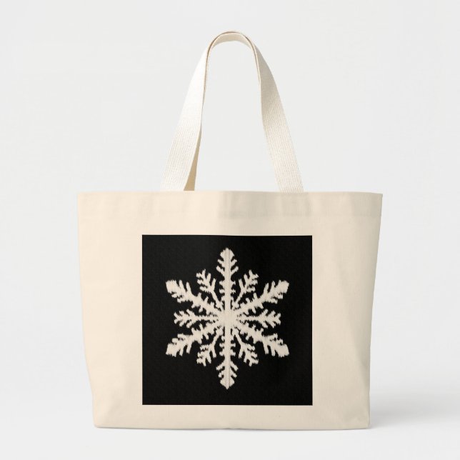 Ikat Snöflinga - Svart och vitt Jumbo Tygkasse (Framsidan)
