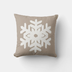 Ikat Snöflinga - Taupe tan och vit Kudde
