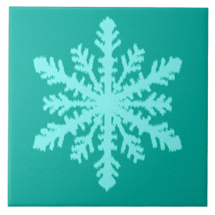 Ikat Snöflinga - Turkos och akvamarin Kakelplatta