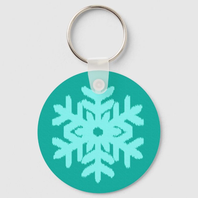 Ikat Snöflinga - Turkos och akvamarin Nyckelring (Framsida)