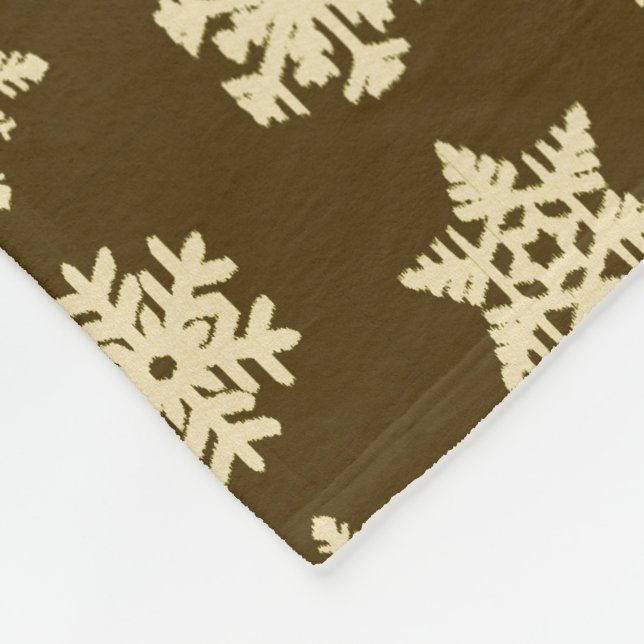 Ikat Snöflingor - Beige och Chocolate Brown Fleecefilt (Hörn)