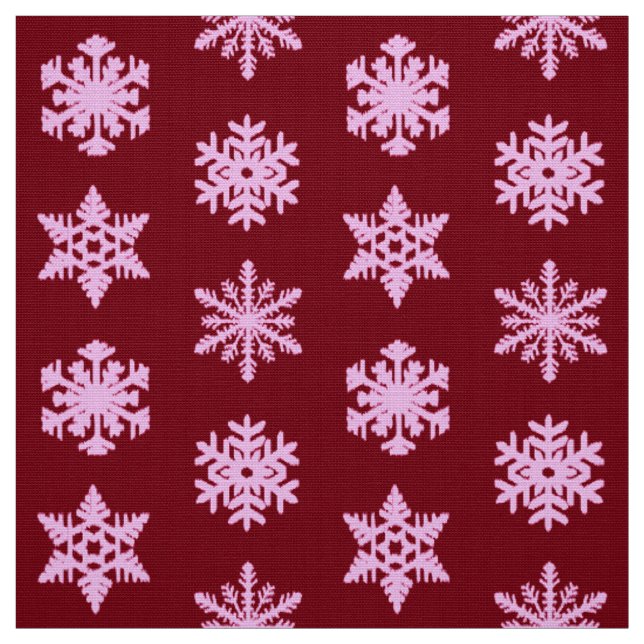 Ikat Snöflingor - Burgundy Vin och Rosa Tyg (Provkarta)