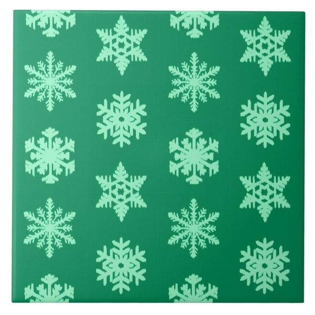 Ikat Snöflingor - Gräs och mynta grönt Kakelplatta (Framsidan)
