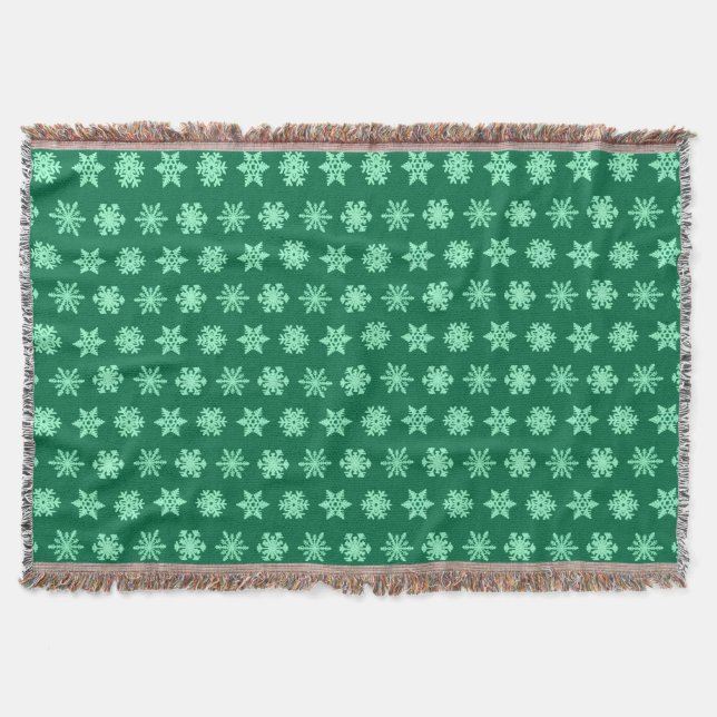 Ikat Snöflingor - Gräs och mynta grönt Mysfilt (Framsidan)