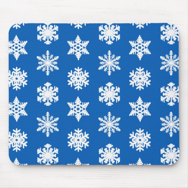 Ikat snöflingor - Koboltblå och vit Musmatta (Framsidan)